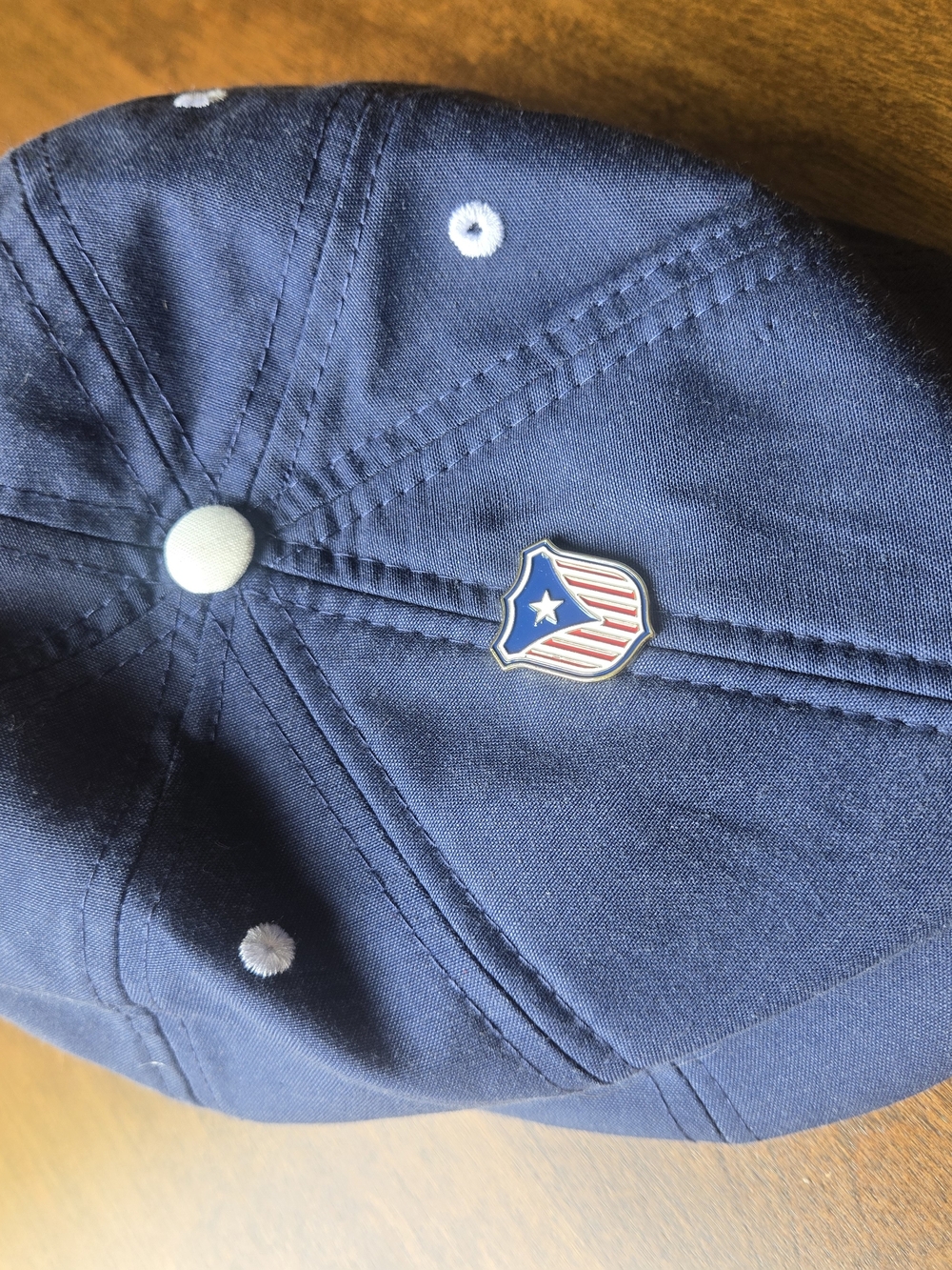 Men's Navy Cotton Cap with Shield Pin - Picture 2 of 4